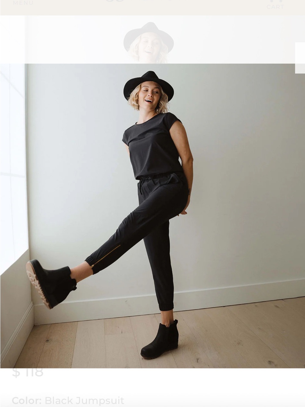 Black Elastic-Waist Jogger Jumpsuit